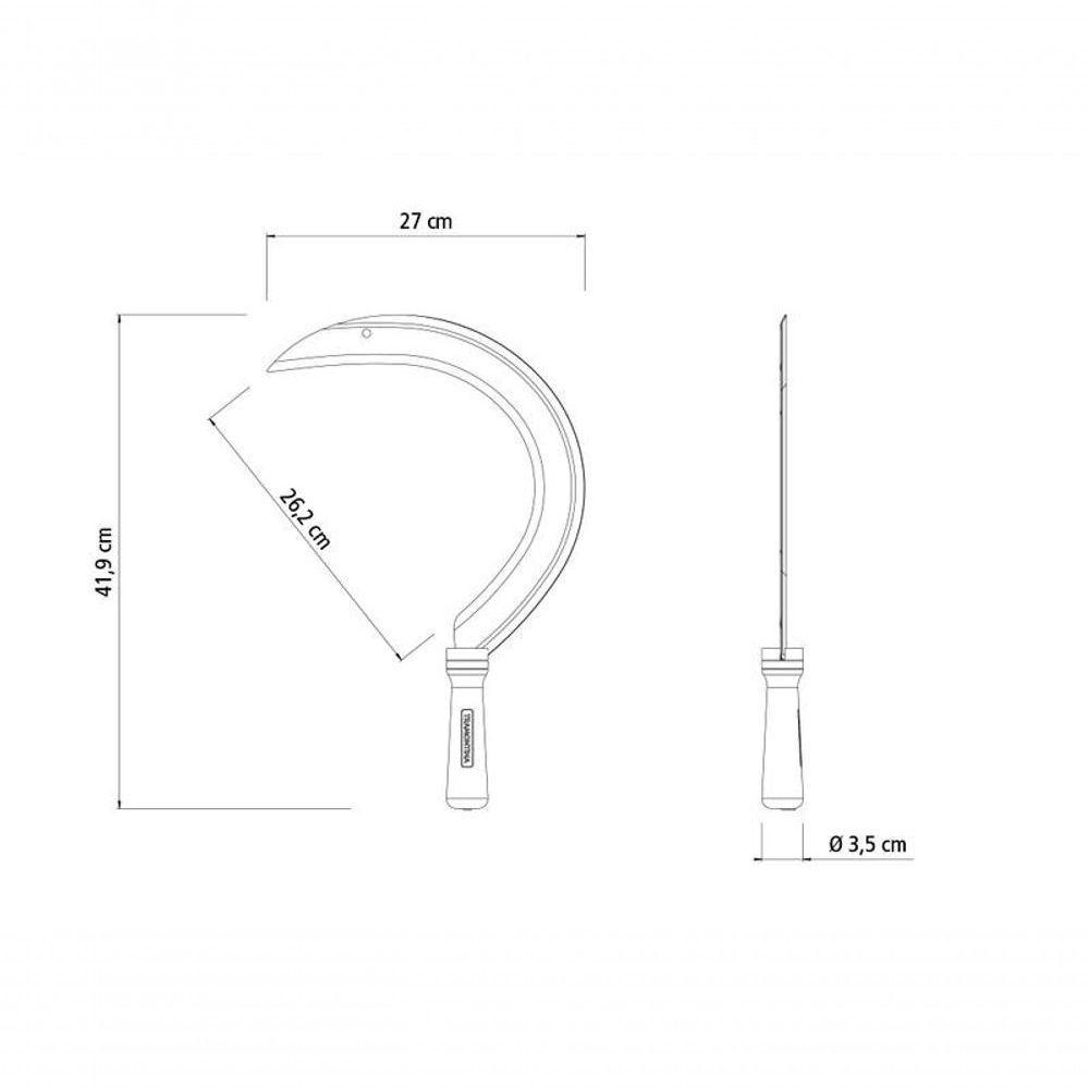 Foicinha Para Pasto Grande Tramontina Com Cabo De Madeira - 3