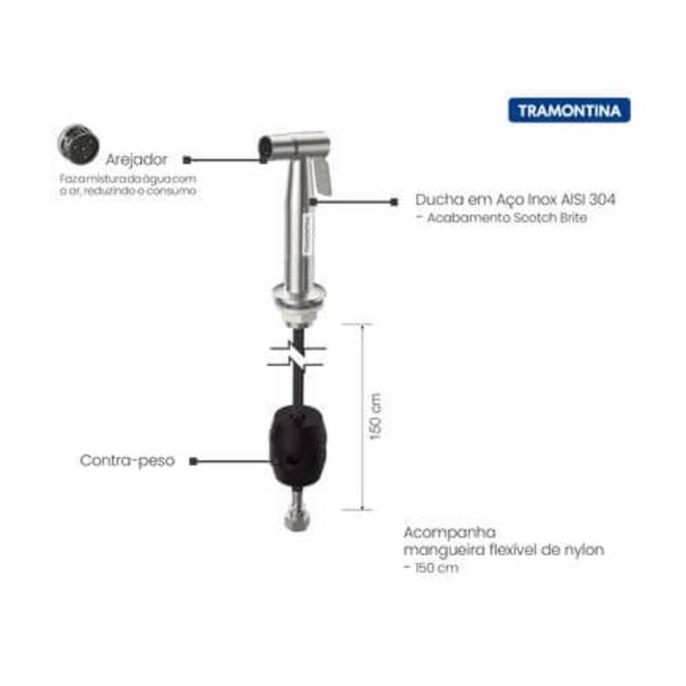Ducha Manual Para Cozinha Tramontina Em Aço Inox Com Extensor - 2