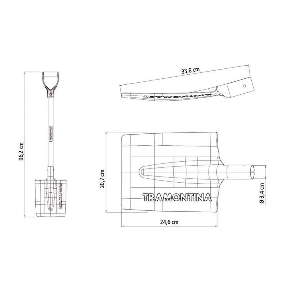 Vanga Quadrada Tramontina Em Aço Com Cabo De Madeira 71cm - 3