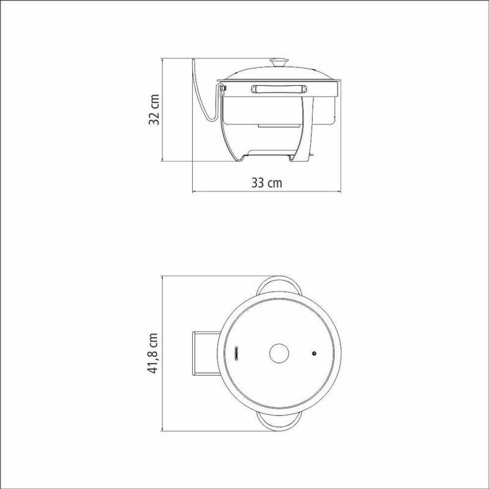 Rechaud Tramontina Redondo Em Inox Banho Maria Com Suporte Para Tampa 7 Litros - 2