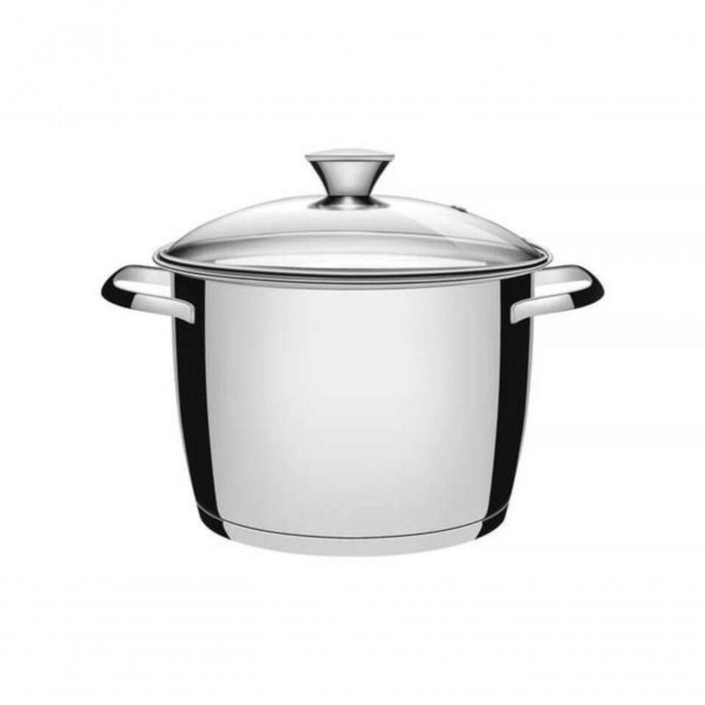 Caldeirão 24cm Tramontina Allegra Aço Inox Com Tampa De Vidro - 1