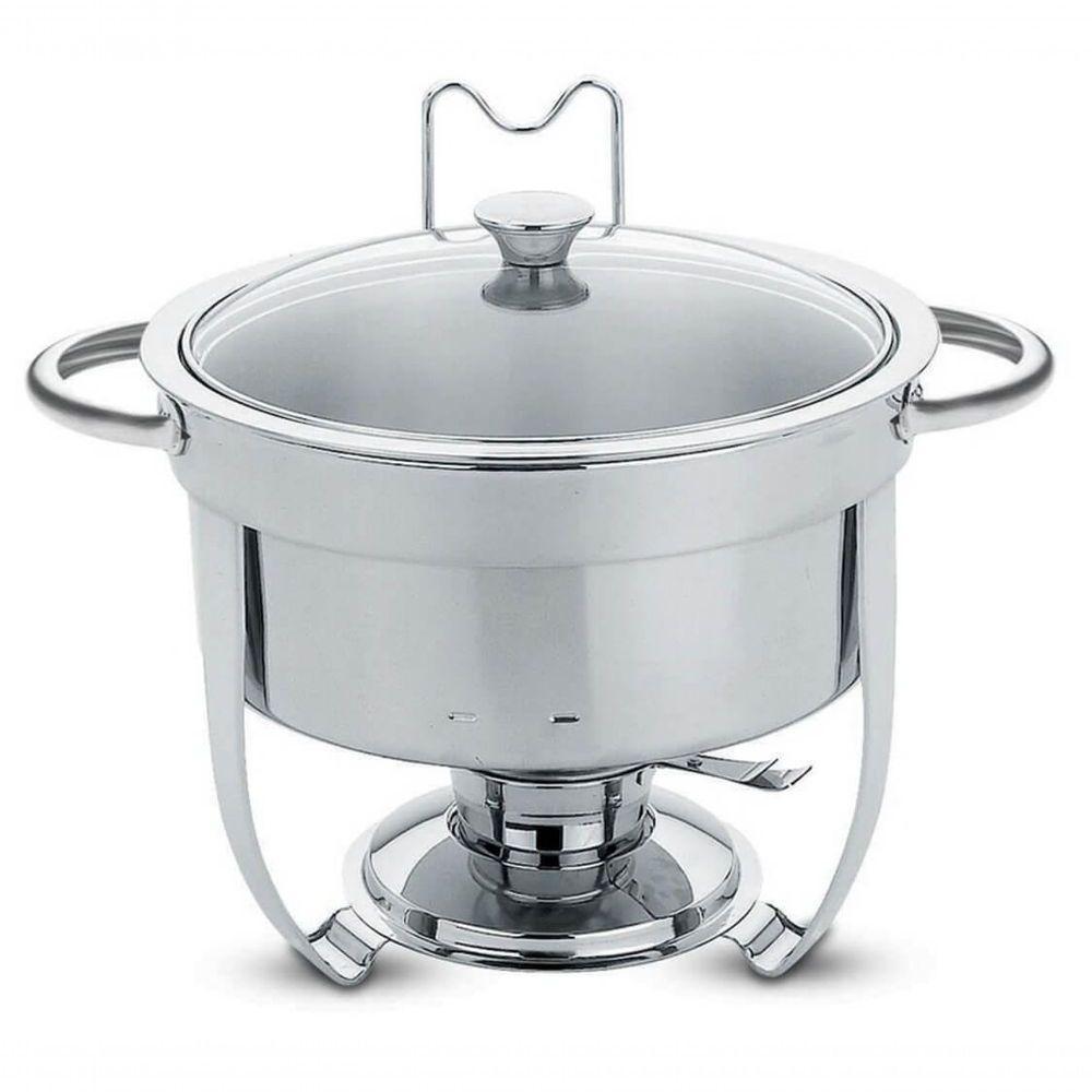 Rechaud Tramontina Redondo Em Inox Banho Maria Com Suporte Para Tampa E Fogareiro 7 Litros - 1