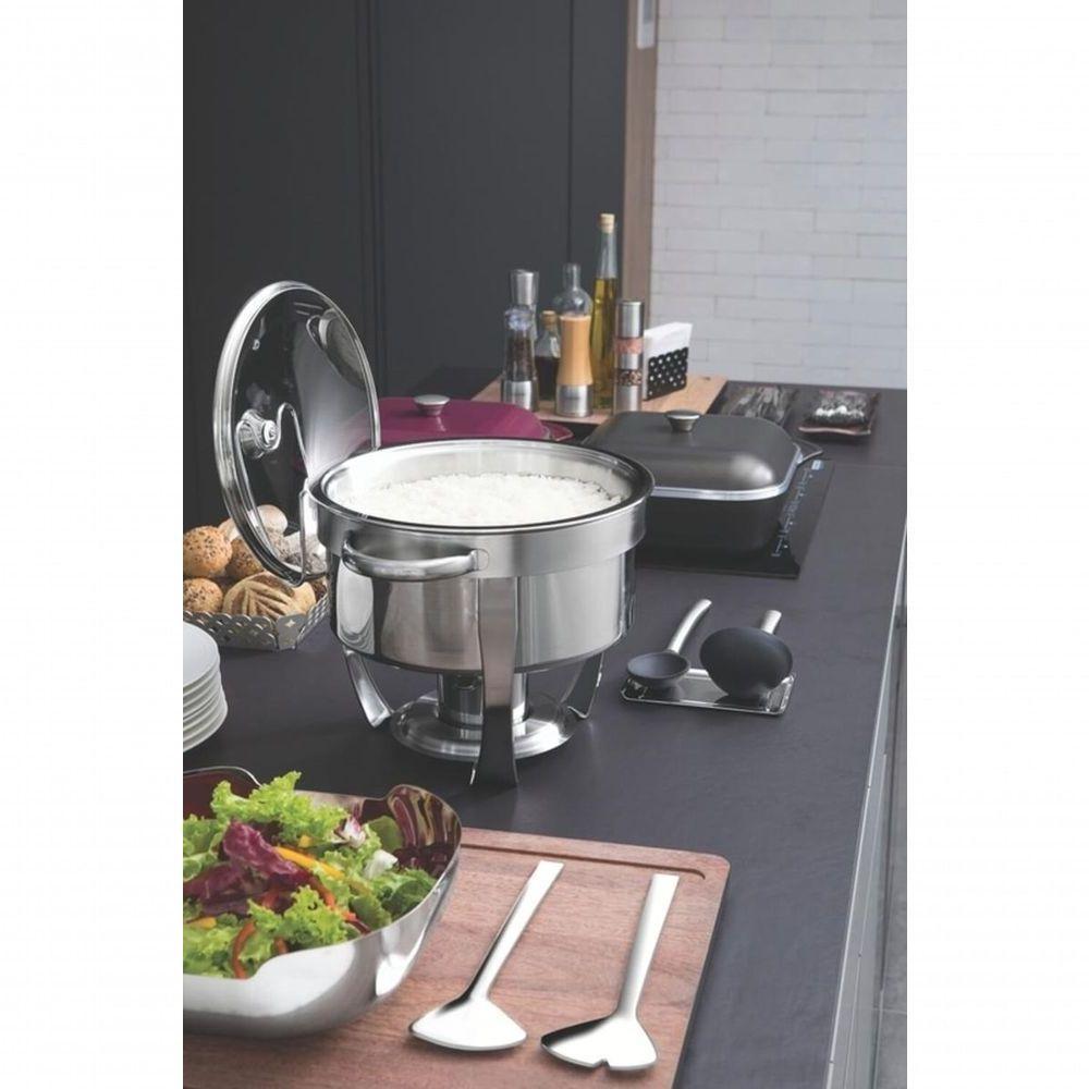 Rechaud Tramontina Redondo Em Inox Banho Maria Com Suporte Para Tampa E Fogareiro 7 Litros - 2