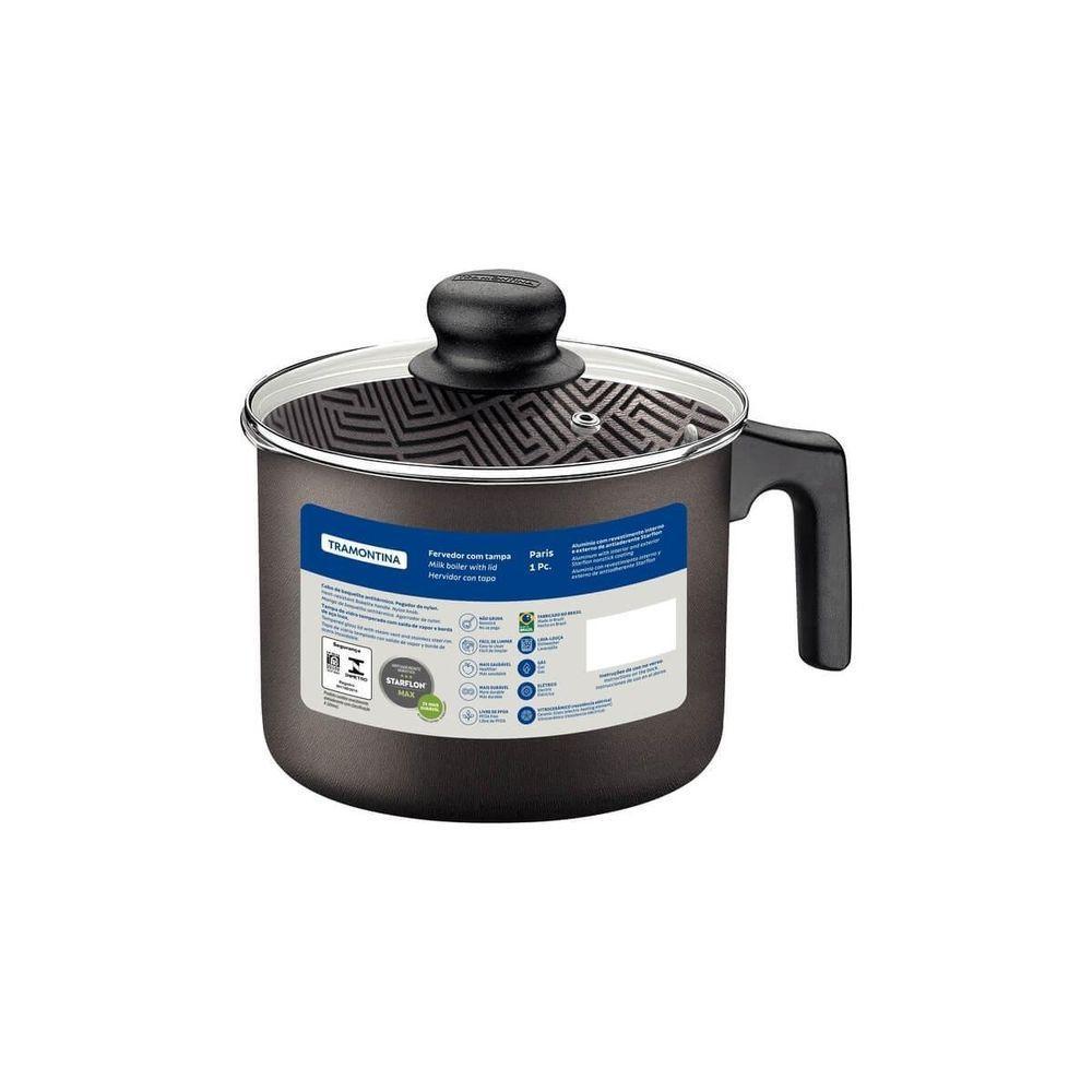 Fervedor Tramontina Paris 16cm Em Alumínio Com Revestimento Antiaderente Chumbo Com Tampa De Vidro - 4