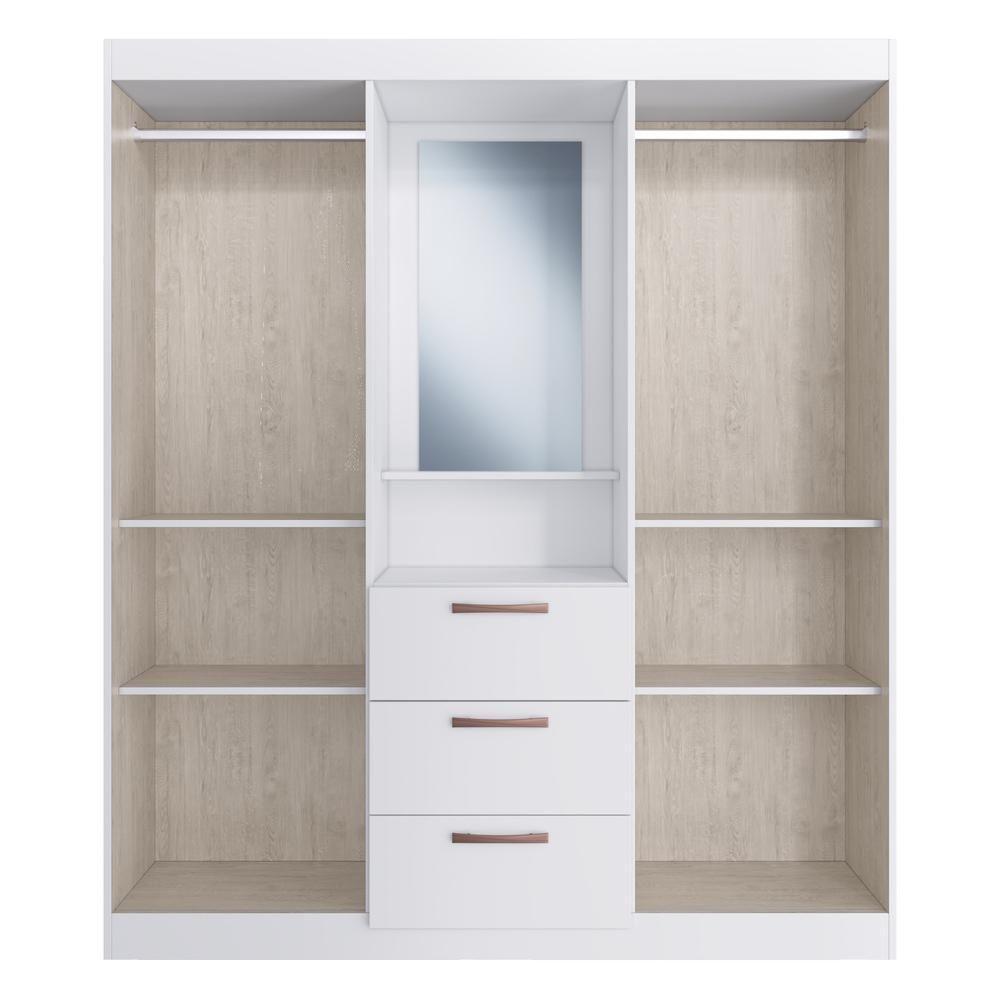 Guarda-Roupa Com Espelho 4 Portas 3 Gavetas Siena Multimóveis Vcr4151 Branco Branco - 3