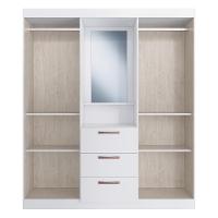 Guarda-Roupa Com Espelho 4 Portas 3 Gavetas Siena Multimóveis Vcr4151 Branco Branco - 3