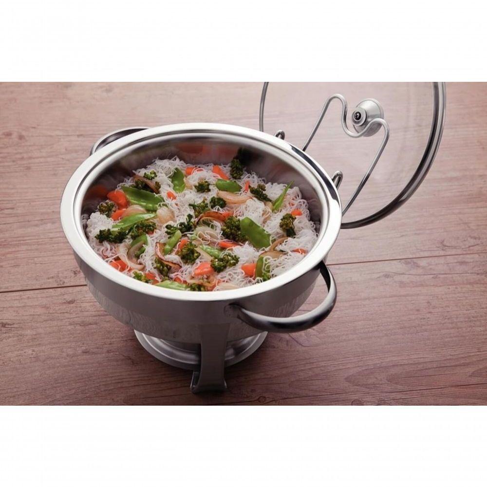 Rechaud Tramontina Redondo Em Inox Banho Maria Com Suporte Para Tampa E Fogareiro 4,3 L - 2