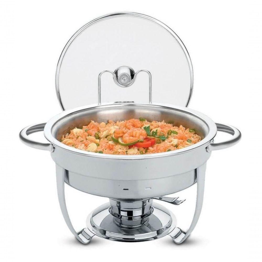 Rechaud Tramontina Redondo Em Inox Banho Maria Com Suporte Para Tampa E Fogareiro 4,3 L - 3