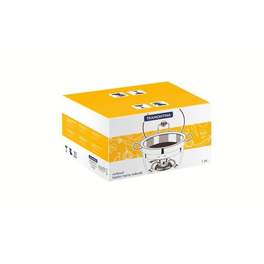 Rechaud Tramontina Redondo Em Inox Banho Maria Com Suporte Para Tampa E Fogareiro 4,3 L - 4
