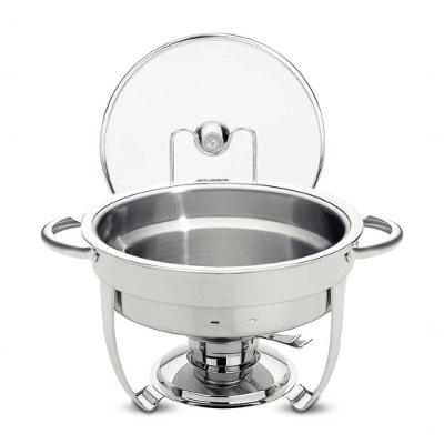 Rechaud Tramontina Redondo Em Inox Banho Maria Com Suporte Para Tampa E Fogareiro 4,3 L