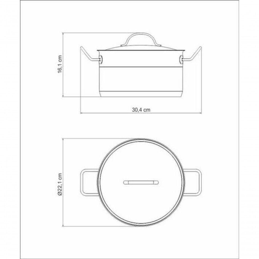 Caçarola Funda Tramontina Professional 20cm Em Aço Inox Com Detalhe Satinado - 2