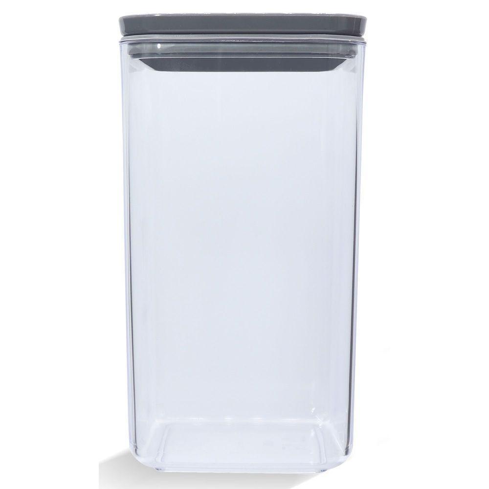 Porta Mantimentos Hermético Cristal 1,5 Litros Cinza - 1