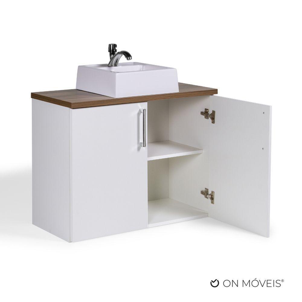 Gabinete Para Banheiro Com Cuba 80cm Mdf Freijo Paris - On Móveis - 9