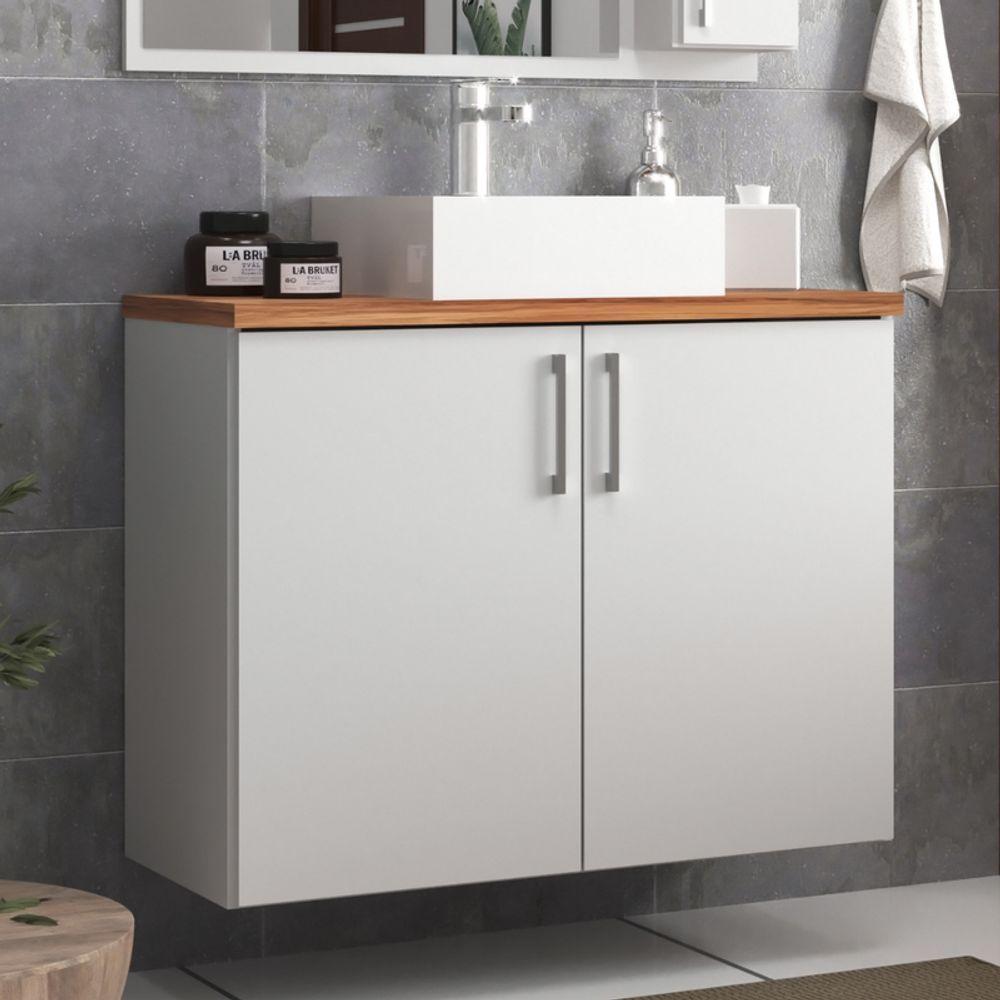 Gabinete Para Banheiro Com Cuba 80cm Mdf Freijo Paris - On Móveis - 10