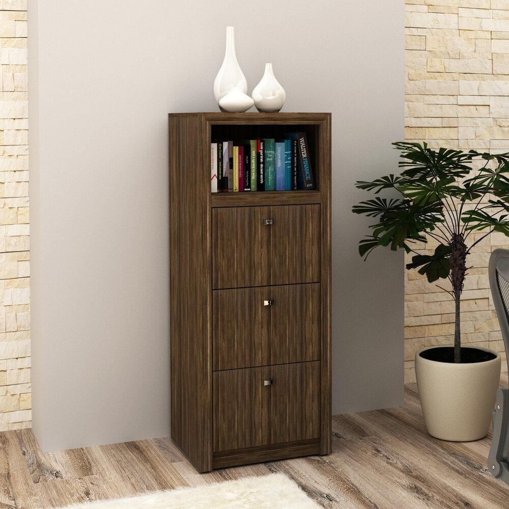 Gaveteiro Para Pasta Suspensa Com 3 Gavetas Cr25026 Nogal - 1