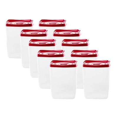 Kit 10 Potes Porta Mantimentos 2,3l Plasvale Vermelho