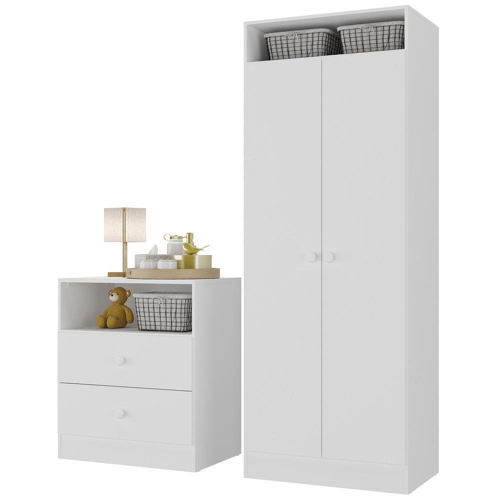 Guarda Roupas 2 Portas Com Cômoda 2 Gavetas Pimpolho Multimóveis Branco - 5