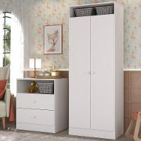Guarda Roupas 2 Portas Com Cômoda 2 Gavetas Pimpolho Multimóveis Branco - 1