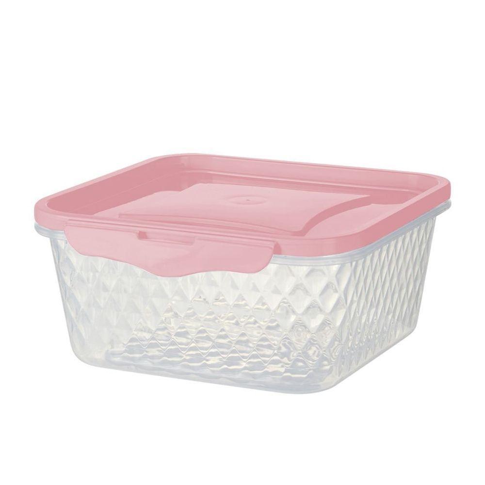 Pote Quadrado Com Trava 1,7l - Bpa Free Rosa - 1
