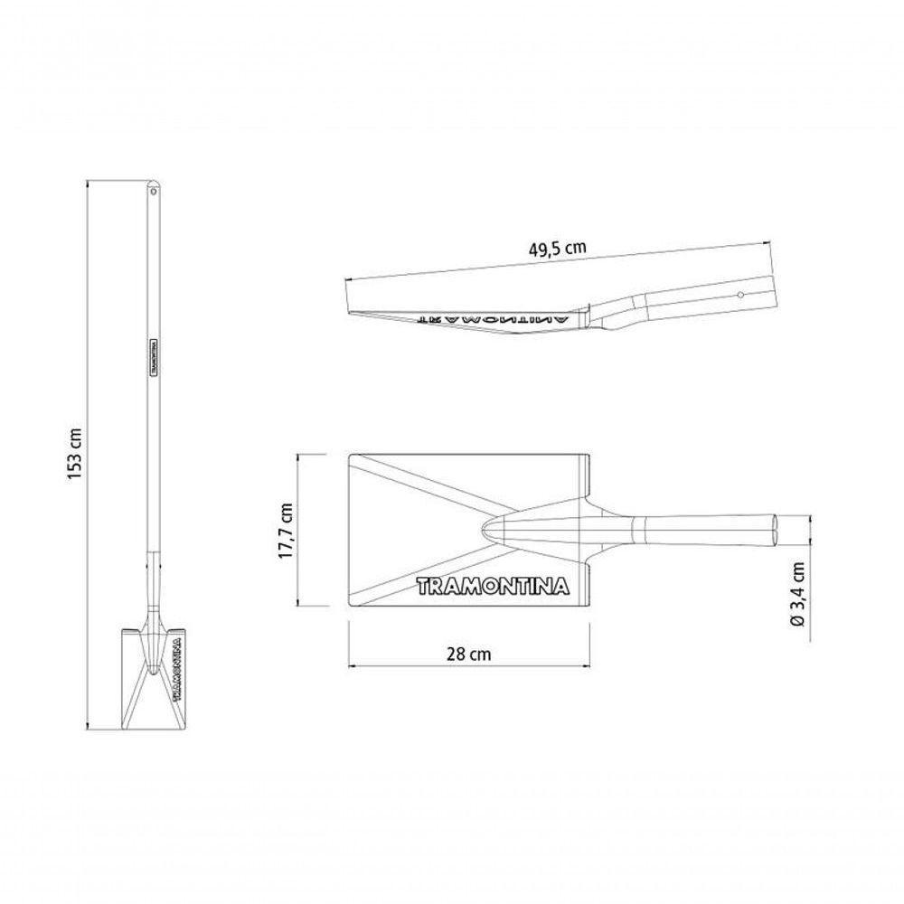 Vanga Quadrada Tramontina Aço Com Cabo De Madeira 120cm - 3