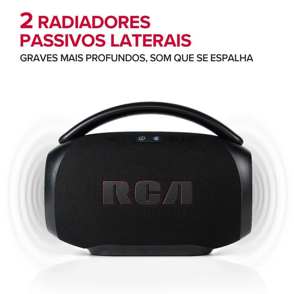Caixa de Som Portátil RCA Bluetooth 90W IPX5 Luzes LED RGB Potente FR213 Mini - 4