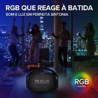 Caixa de Som Portátil RCA Bluetooth 90W IPX5 Luzes LED RGB Potente FR213 Mini - 7