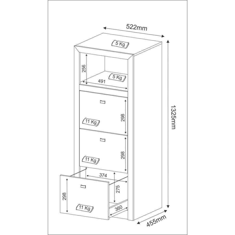 Gaveteiro Para Pasta Suspensa Com 3 Gavetas Cr25026 Rustico - 3
