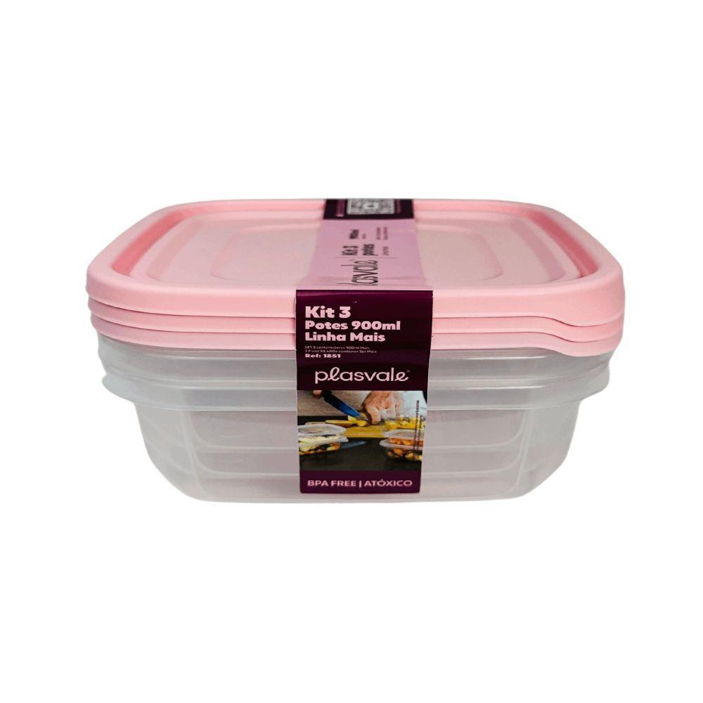 Kit 3 Potes Linha Mais 900ml Rosa - 1