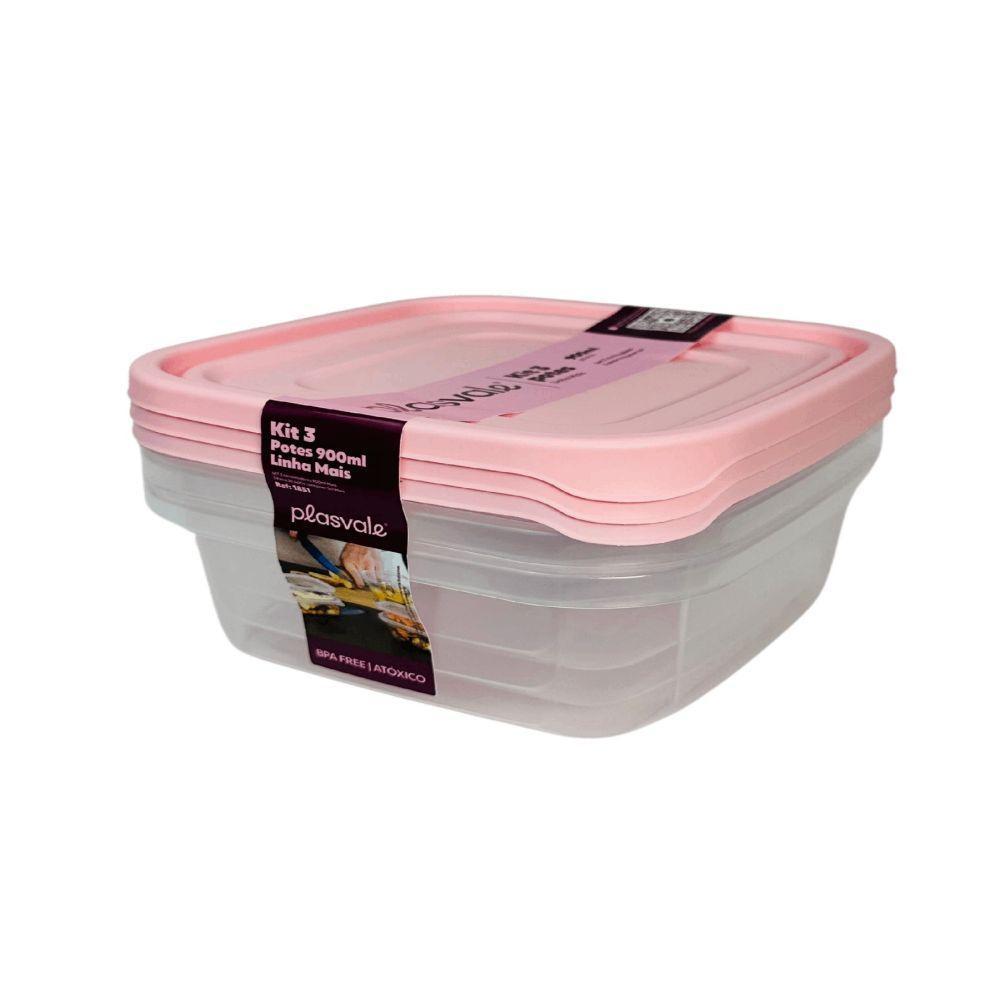 Kit 3 Potes Linha Mais 900ml Rosa - 2