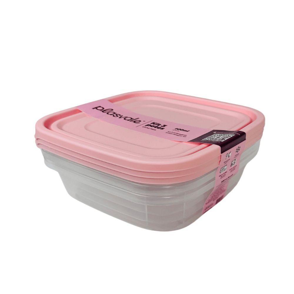 Kit 3 Potes Linha Mais 900ml Rosa - 3