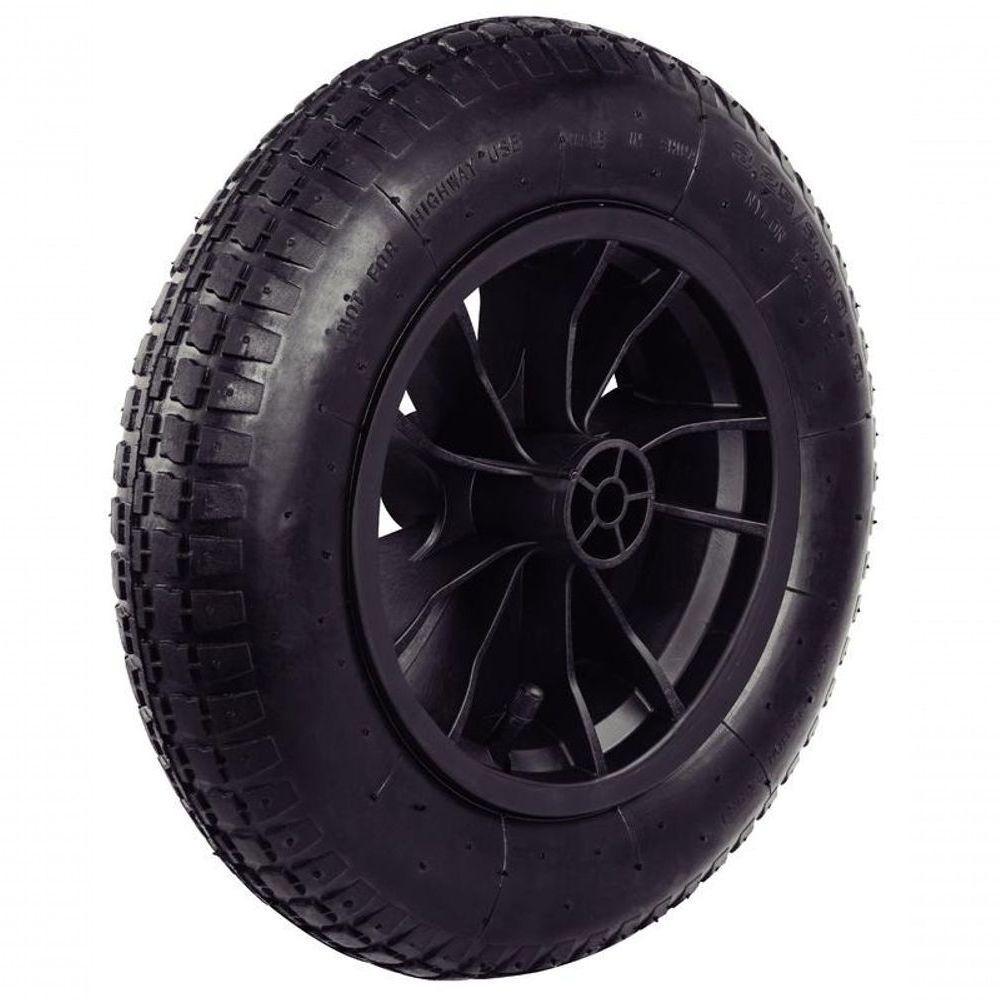 Roda Plástica Para Carrinho De Mão Tramontina Pneu Com Câmara 3.25-8" E Bucha - 1