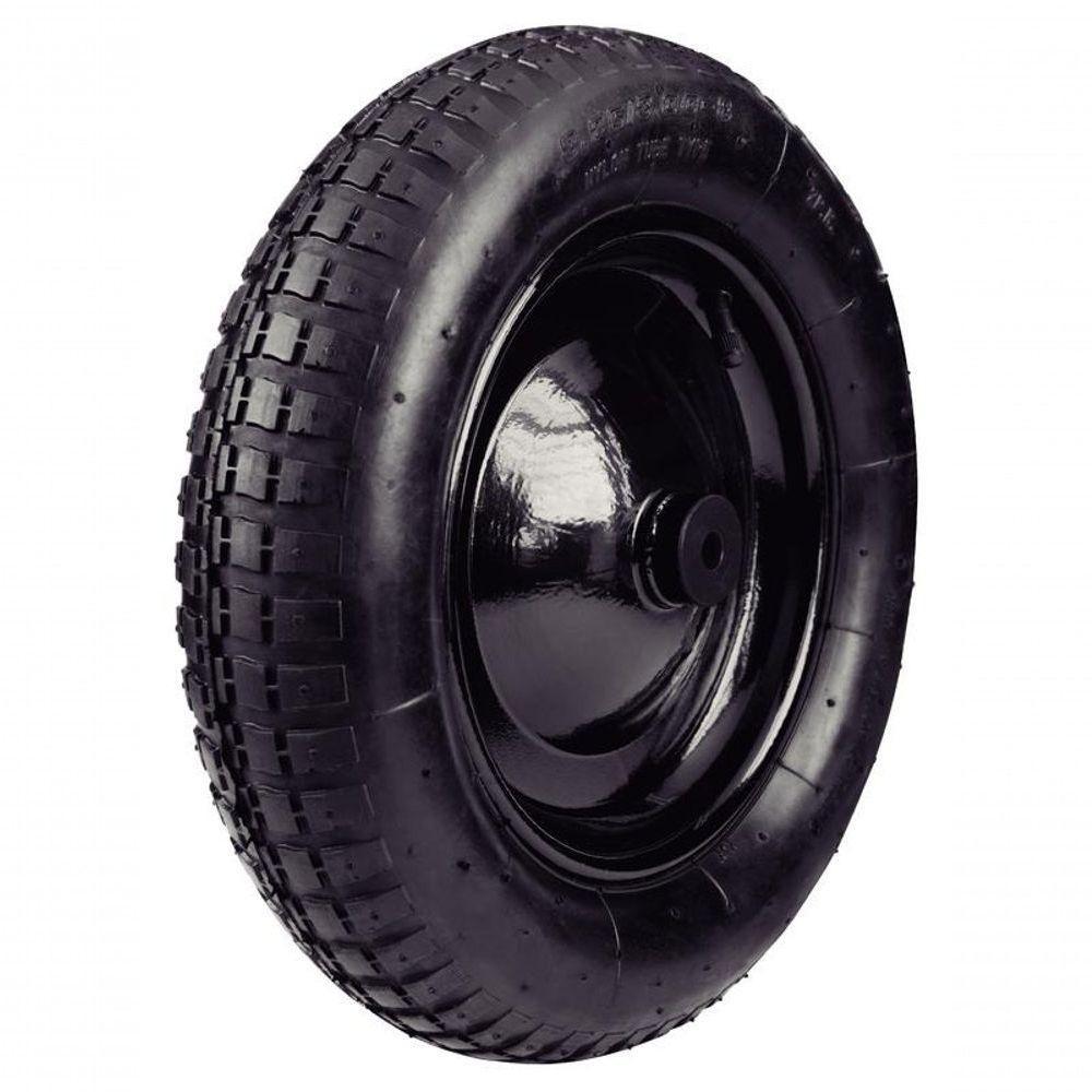 Roda Metálica Para Carrinho De Mão Tramontina Com Bucha Plástica E Pneu Com Câmara 3.25-8" - 1