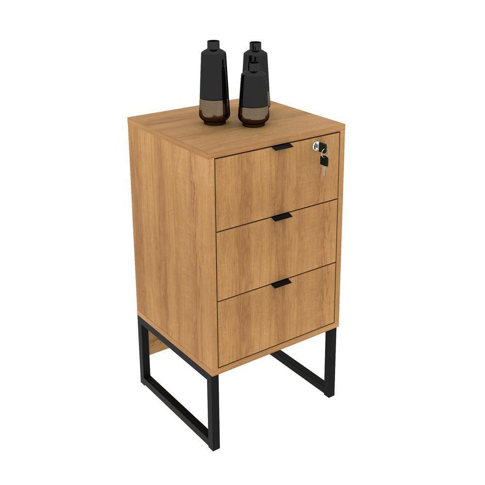 Gaveteiro Para Escritório Com Chave Cr25055 Amendoa/Preto - 5