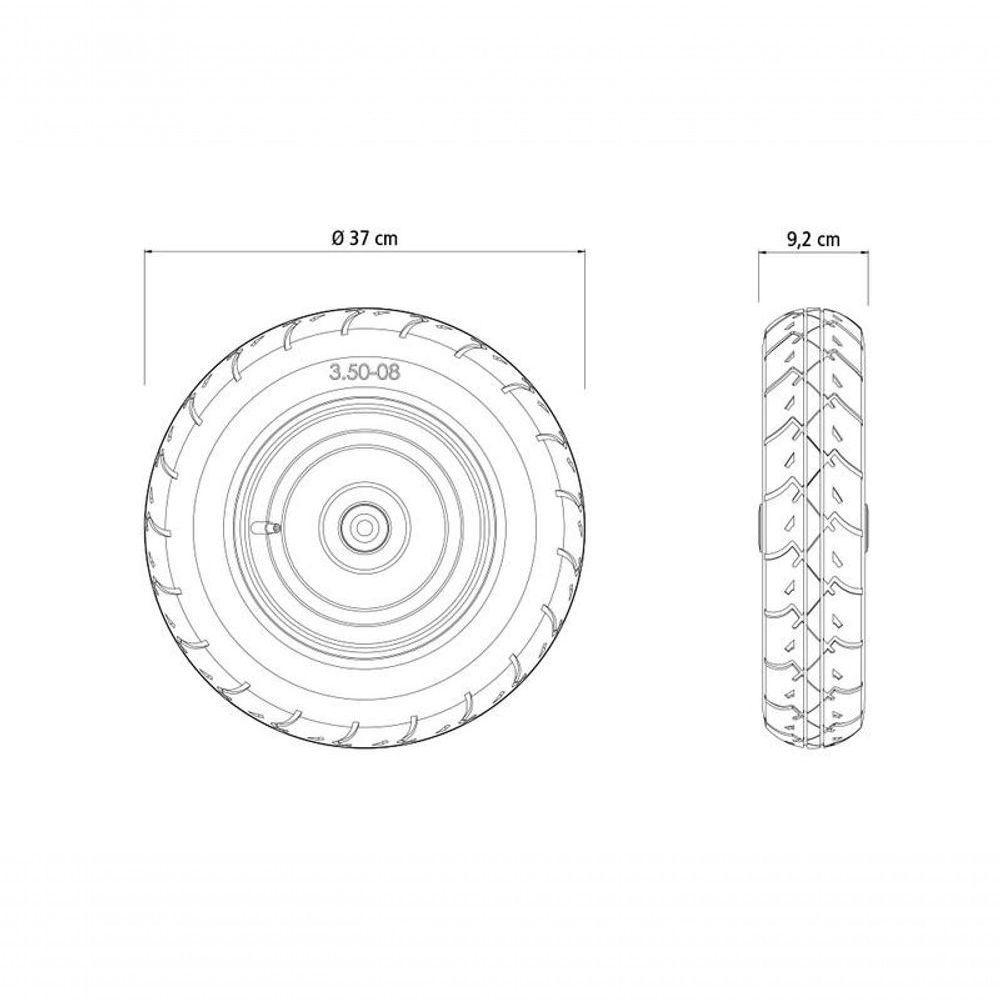 Roda Metálica Para Carrinho De Mão Tramontina Com Bucha Plástica E Pneu Com Câmara 3.5-8" - 2