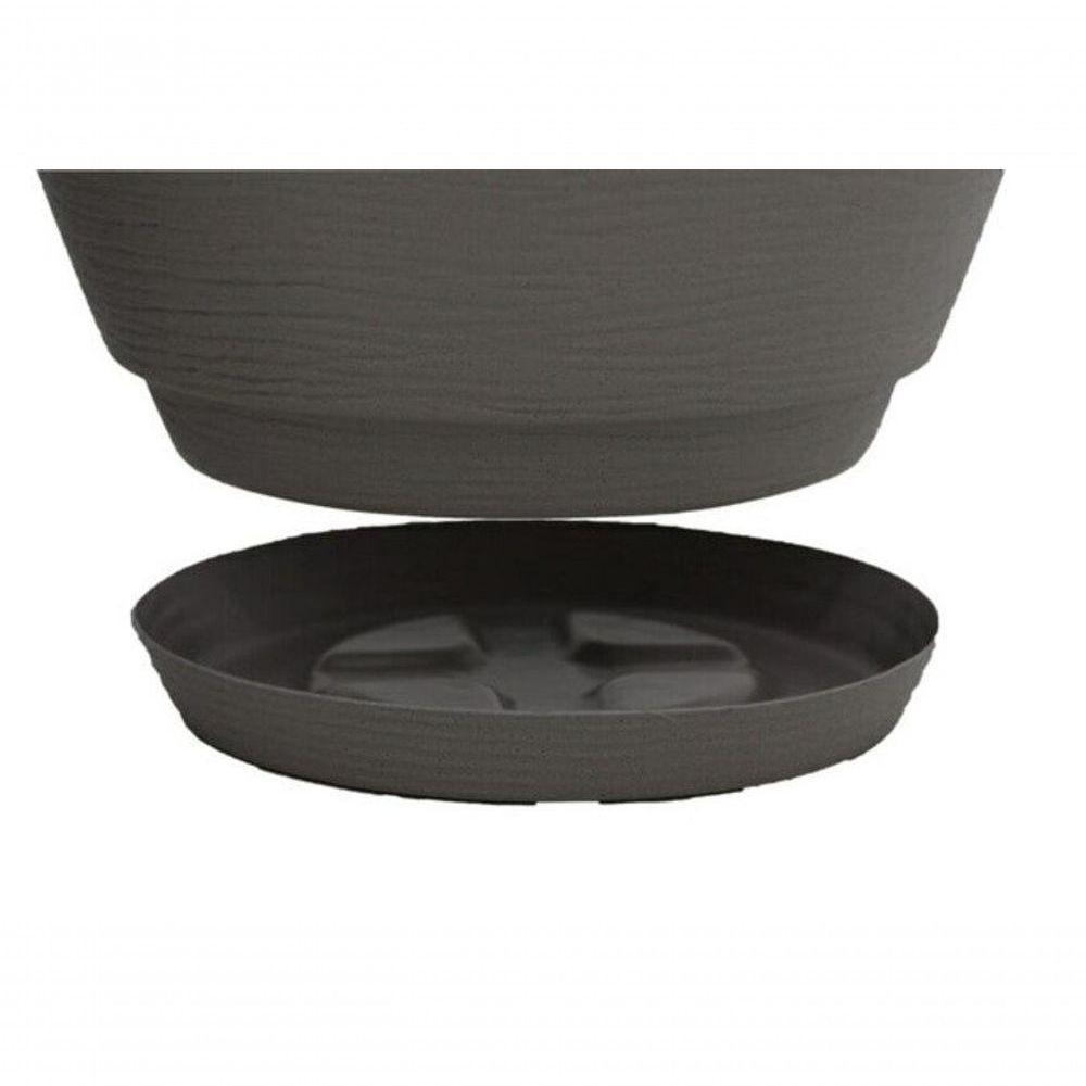 Vaso Tramontina Asteca Em Polietileno Concreto Com Prato 32cm - 2