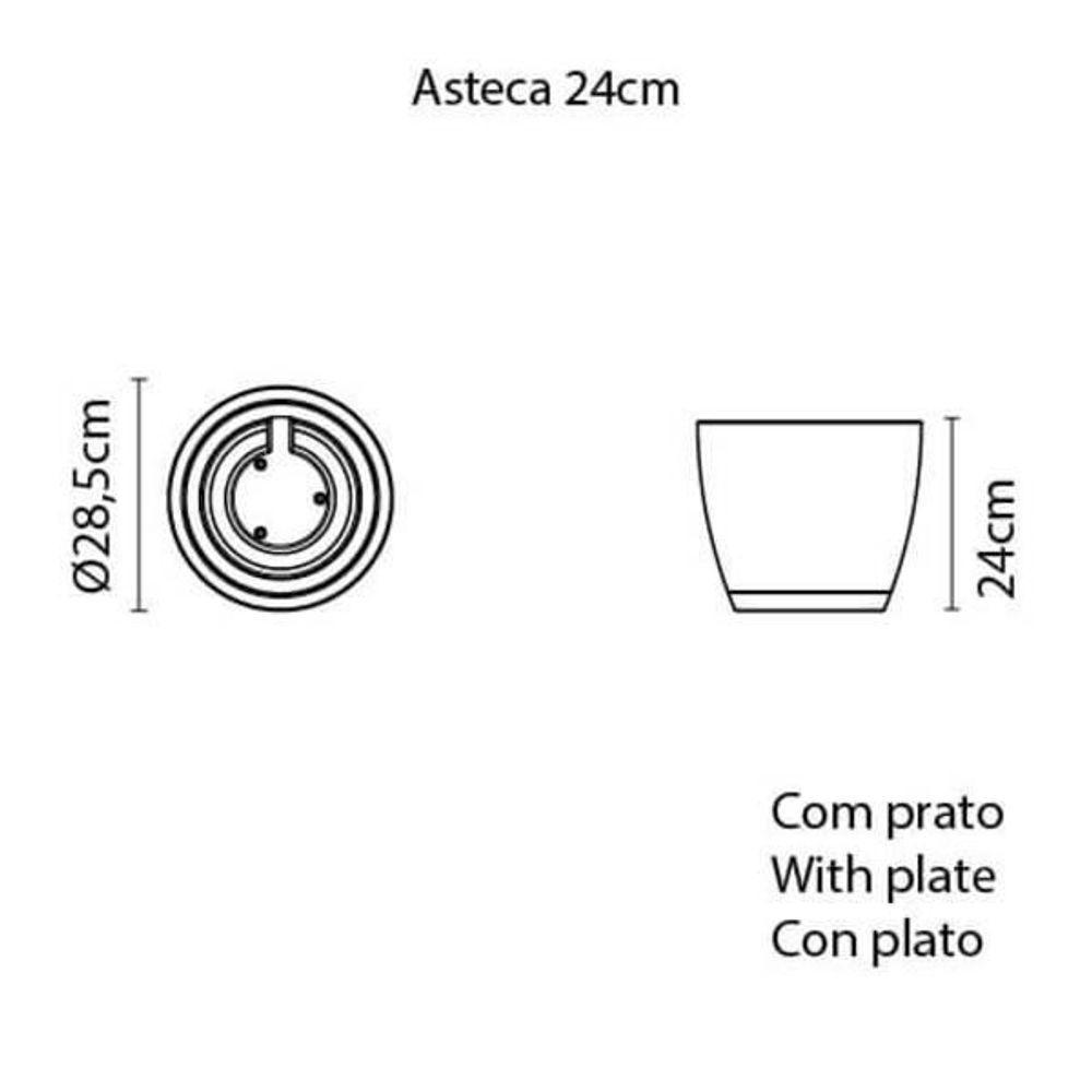 Vaso Tramontina Asteca Em Polietileno Concreto Com Prato 24cm - 4