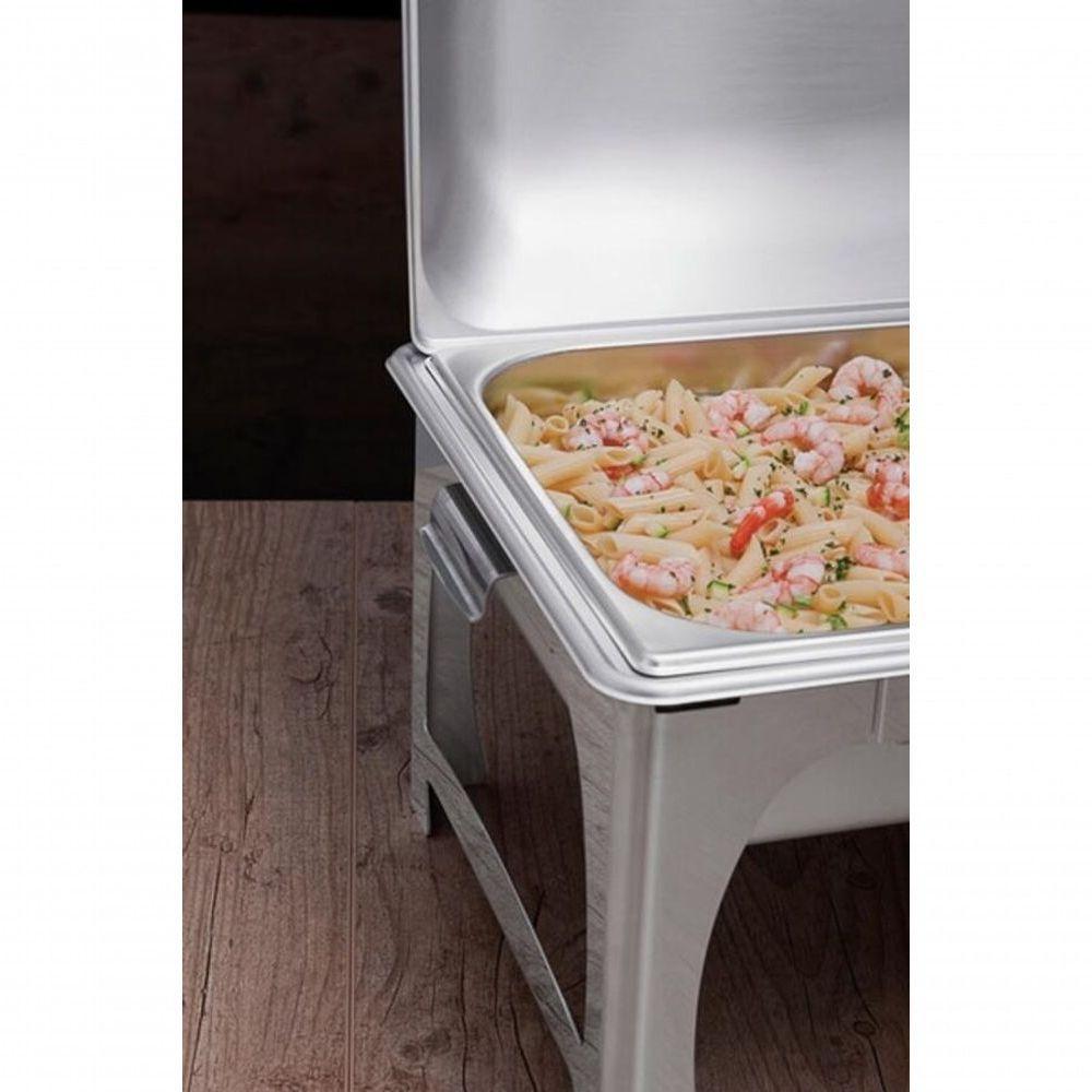 Rechaud Tramontina Retangular Inox Banho Maria Tampa Removível Com Fogareiro Cuba Gn 1-2 8,4 L - 2