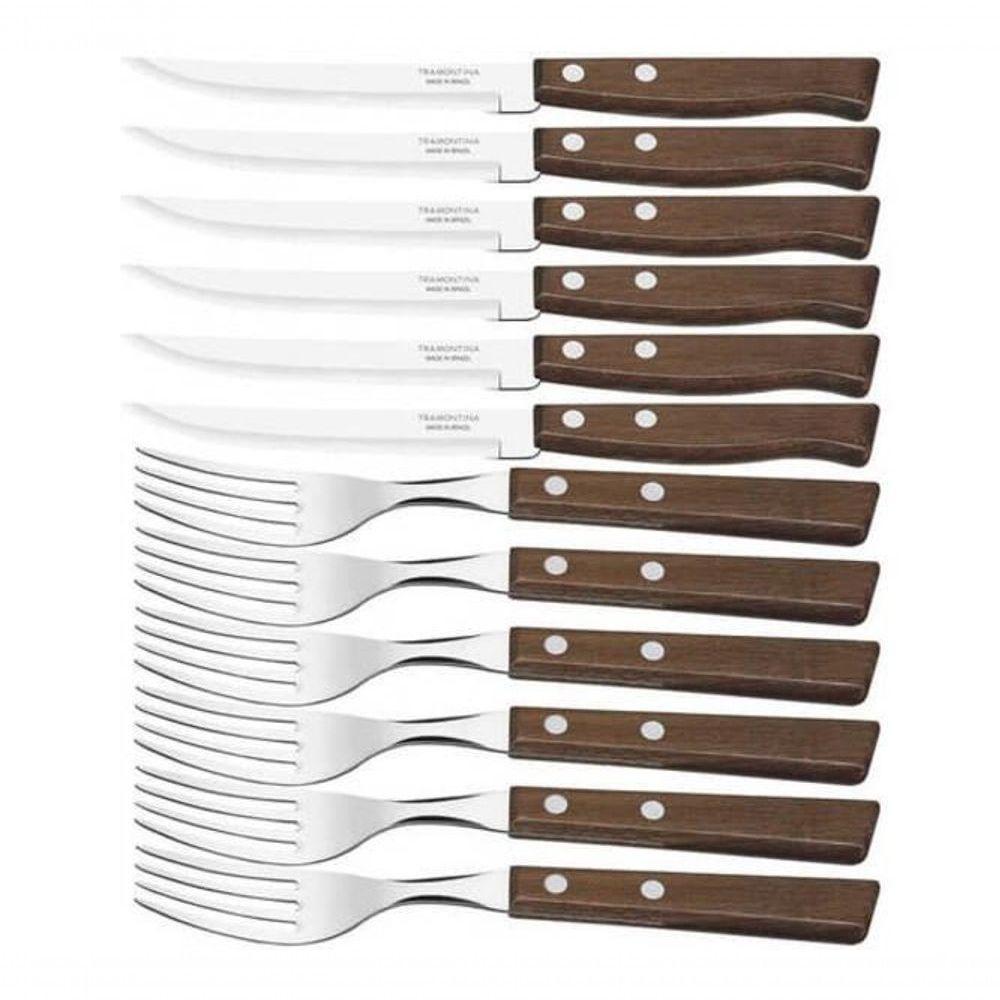 Jogo De Churrasco Tramontina Cabo De Madeira Natural 12 Peças - 1