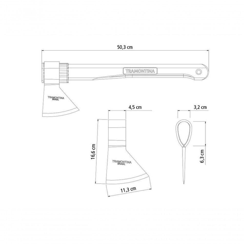 Machado Soldado Tramontina Com Cabeça Redonda Tamanho 2 Com Cabo De Madeira 50cm - 3