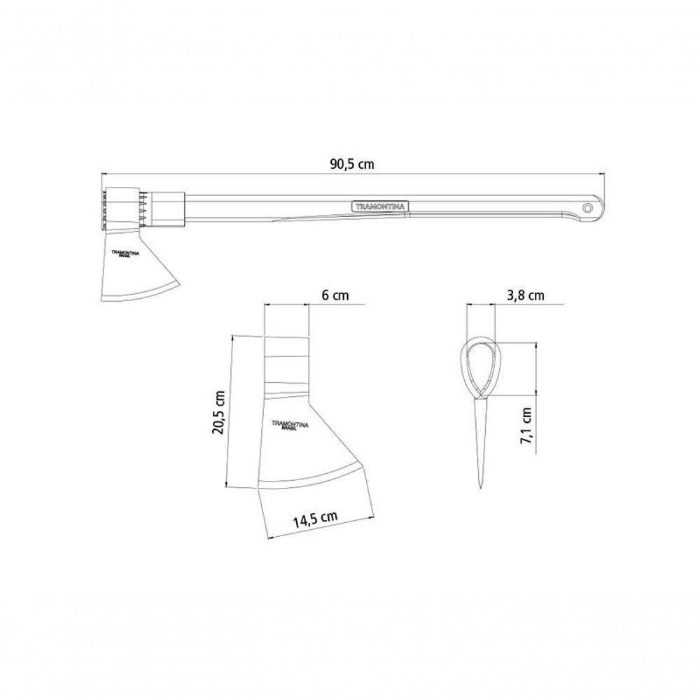 Machado Soldado Tramontina Com Cabeça Redonda Em Aço Com Cabo De Madeira 90cm - 3