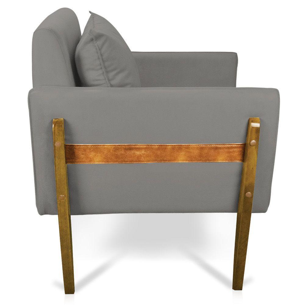 Poltrona Lana Suede Base De Madeira - D'Rossi Grafite - 6