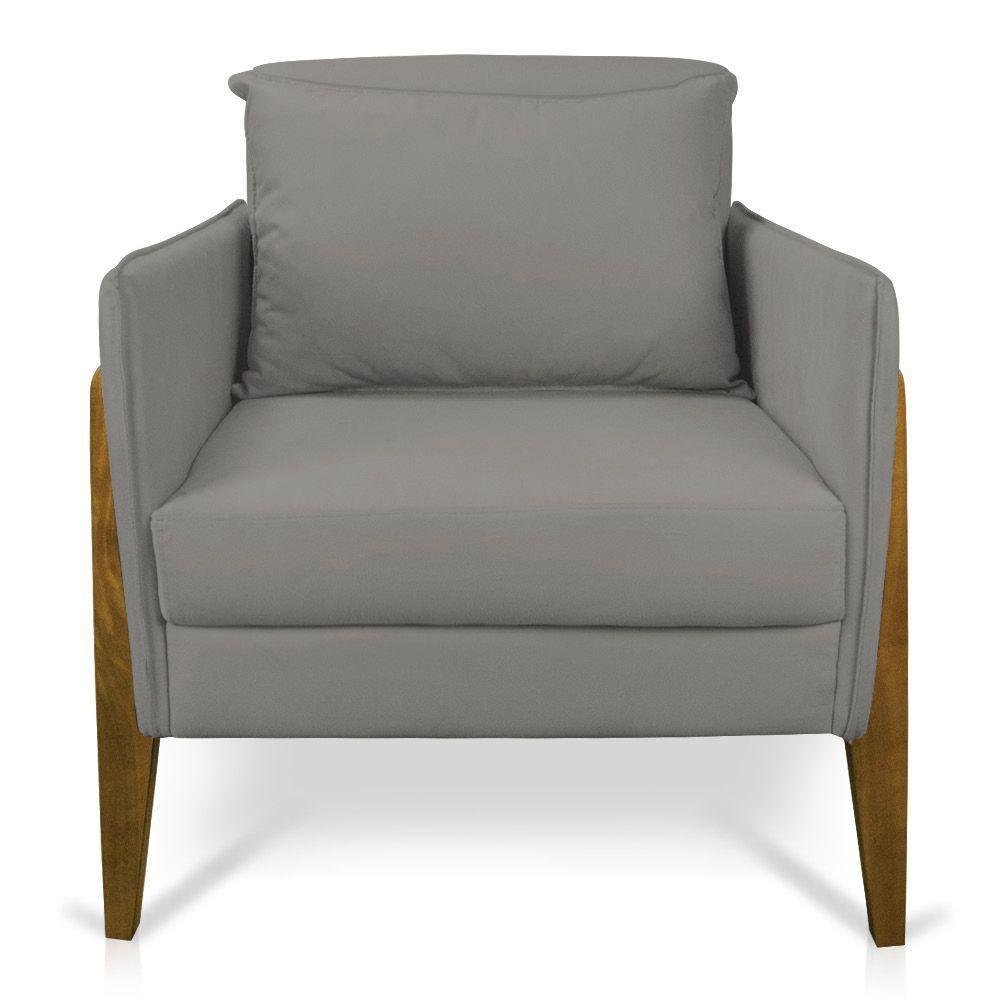 Poltrona Lana Suede Base De Madeira - D'Rossi Grafite - 7