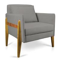 Poltrona Lana Suede Base De Madeira - D'Rossi Grafite - 1