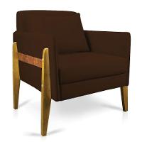 Poltrona Lana Suede Base De Madeira - D'Rossi Marrom - 1