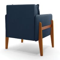 Poltrona Lana Suede Base De Madeira - D'Rossi Azul Marinho - 2