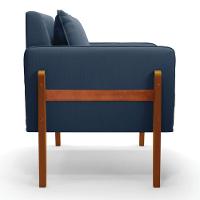 Poltrona Lana Suede Base De Madeira - D'Rossi Azul Marinho - 3