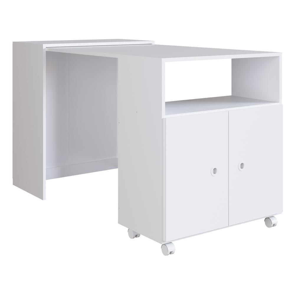 Mesa Retrátil/balcão 2 Portas E Rodízios Multimóveis Cr20098 Branca - 1