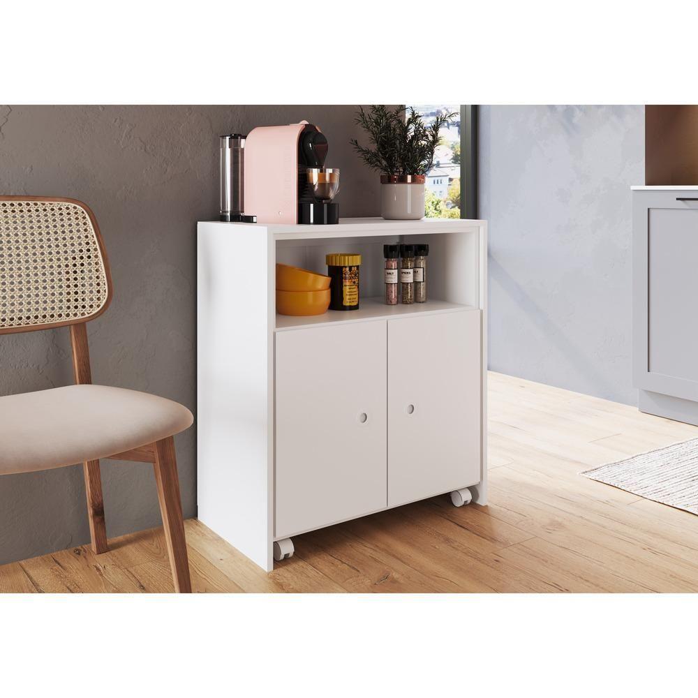 Mesa Retrátil/balcão 2 Portas E Rodízios Multimóveis Cr20098 Branca - 5