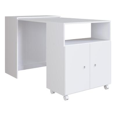 Mesa Retrátil/balcão 2 Portas E Rodízios Multimóveis Cr20098 Branca