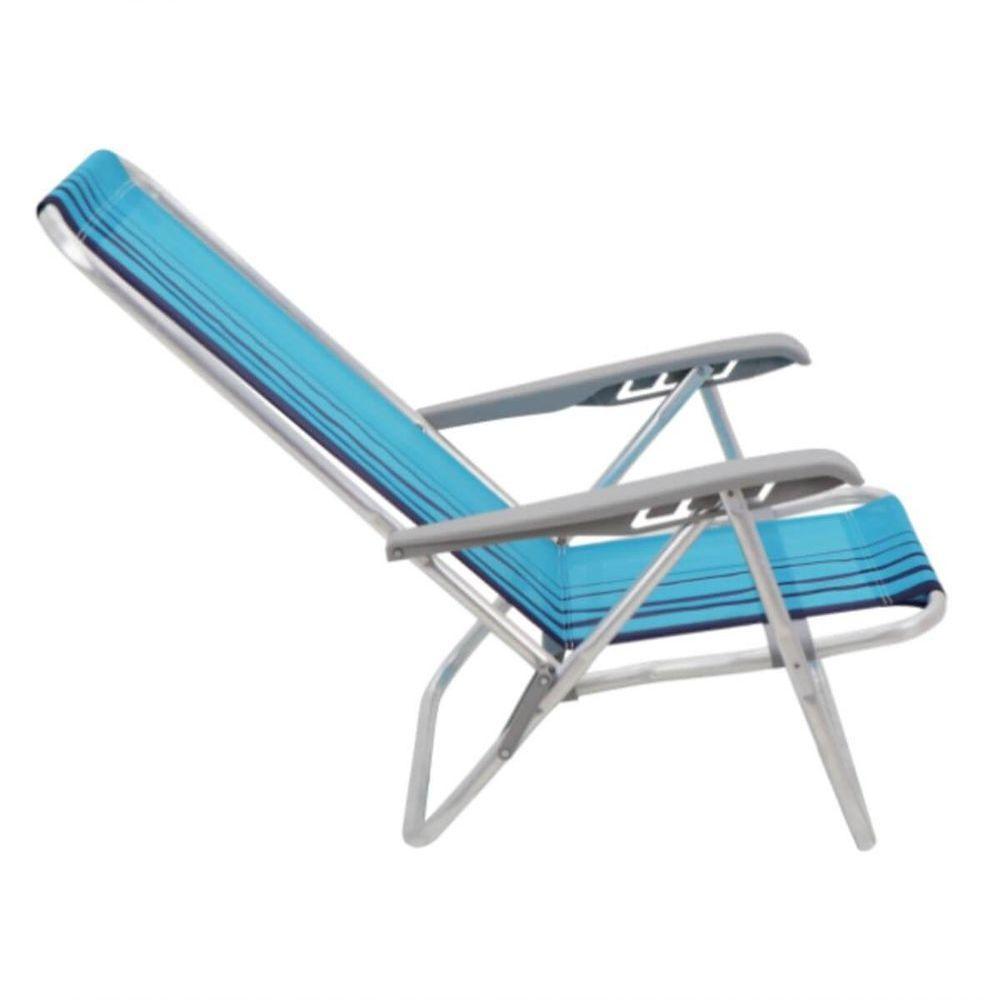 Cadeira De Praia Reclinável Tramontina Bali Baixa Em Alumínio Com Assento Azul - 7